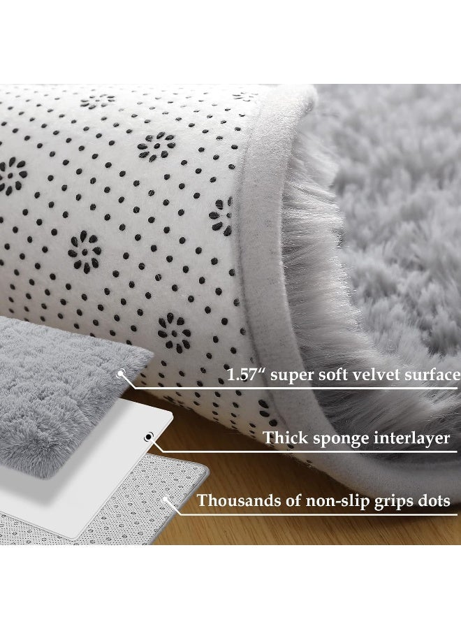 Merelax Soft Modern Indoor Large Shaggy Rug for Bedroom Livingroom Dorm Kids Room Home Decorative, Non-Slip Plush Fluffy Furry Fur Area Rugs Comfy Nursery Accent Floor Carpet 5 X 8 Feet, Grey - Image 4